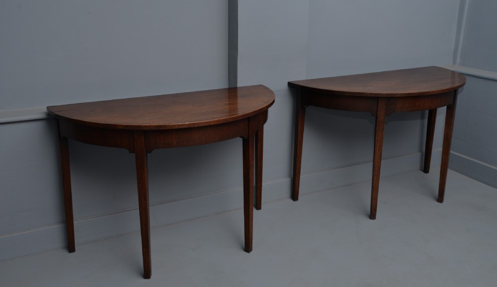 Pair Of Georgian Mahogany Demi-Lune Console Tables View IV