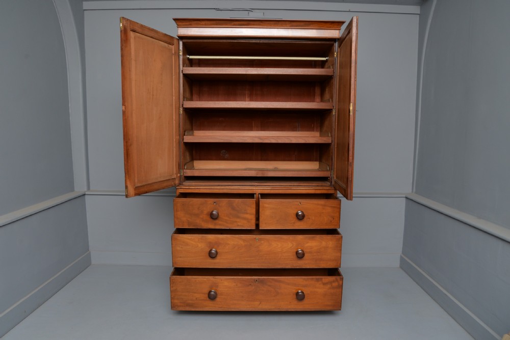 Elegant Early Victorian Mahogany Linen-Press View VIII