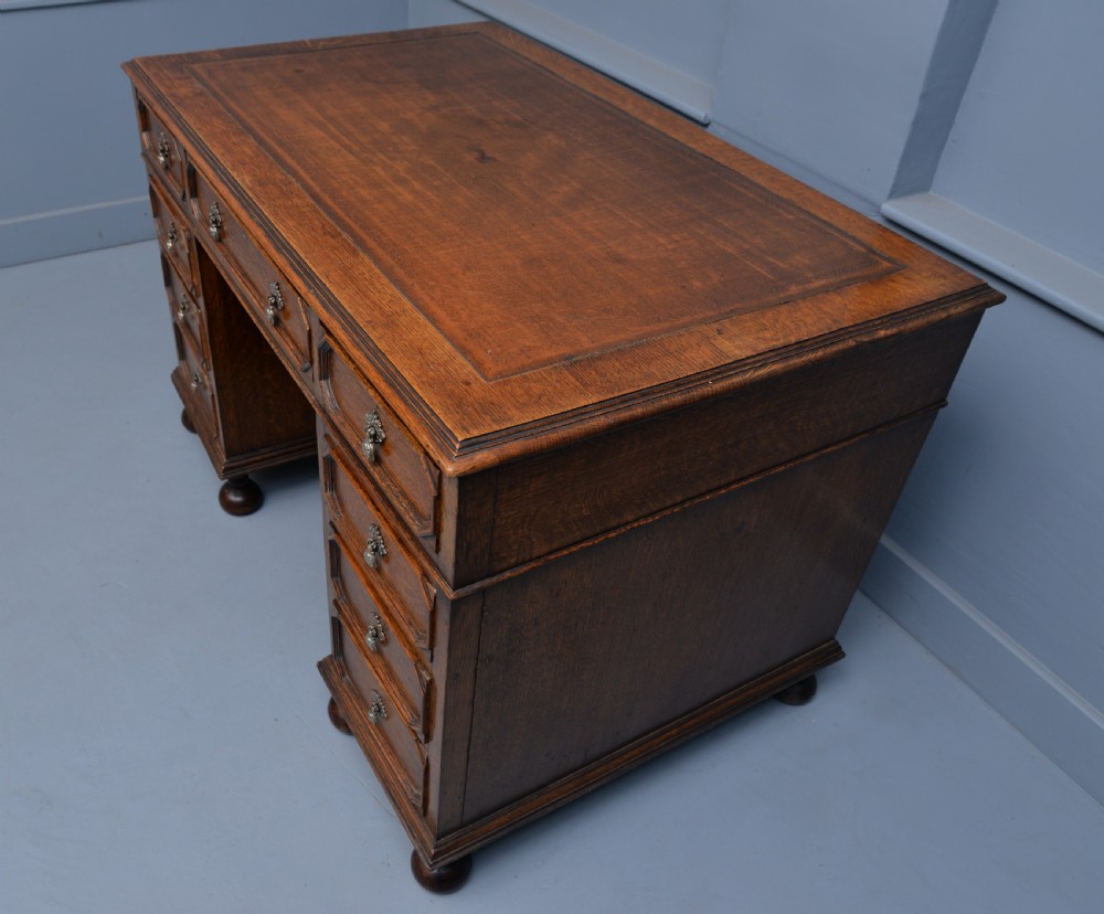 Jacobean Revival Oak Pedestal Desk c1910 View VI