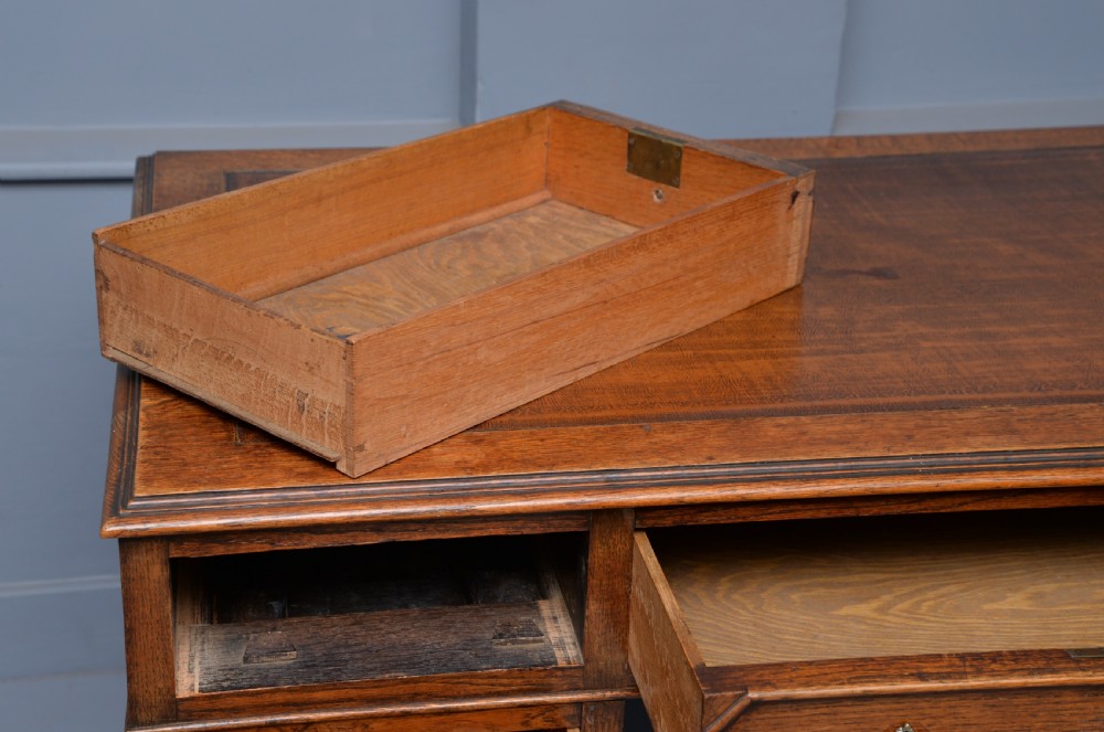 Jacobean Revival Oak Pedestal Desk c1910 View X