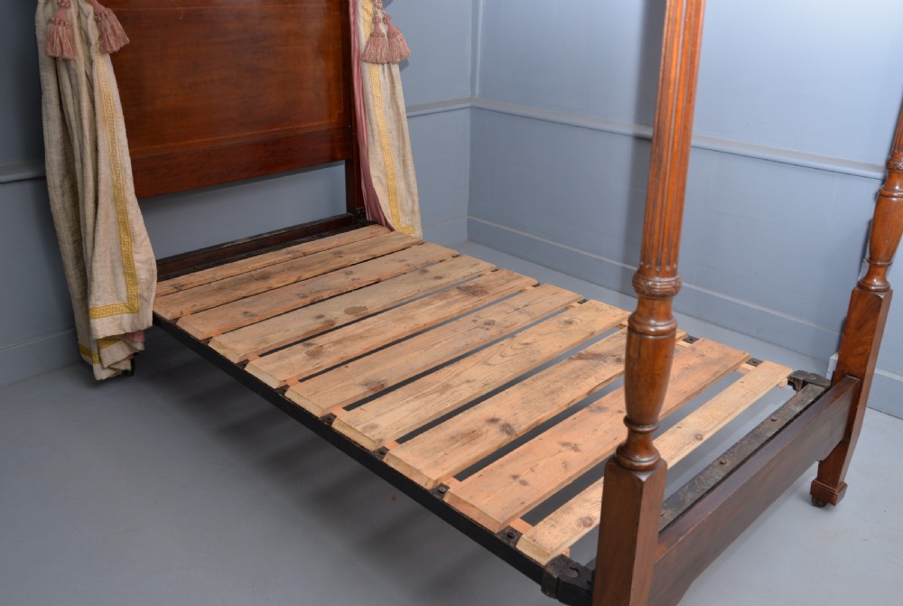 Rare Edwardian Mahogany Single Four-Poster Bed View IV
