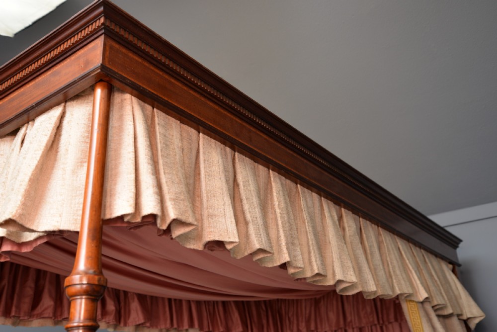 Rare Edwardian Mahogany Single Four-Poster Bed View VI
