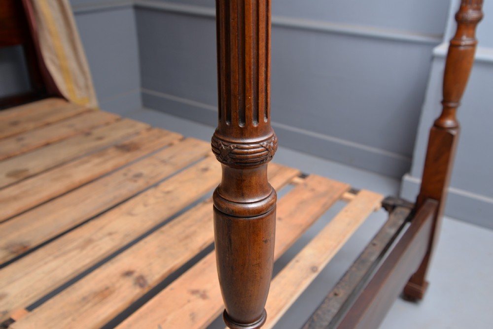Rare Edwardian Mahogany Single Four-Poster Bed View VIII