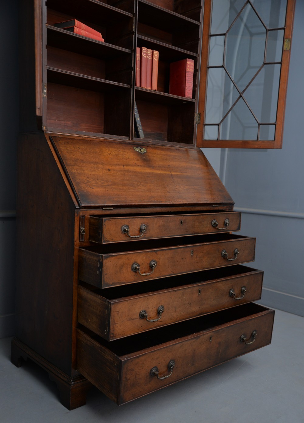 Superb George III Mahogany Bureau Bookcase View XII