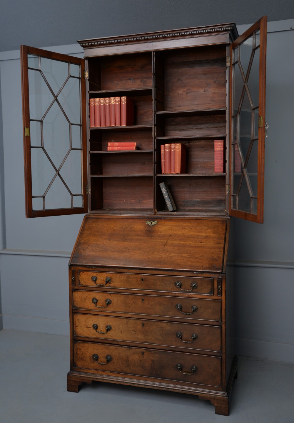 Superb George III Mahogany Bureau Bookcase View XIV