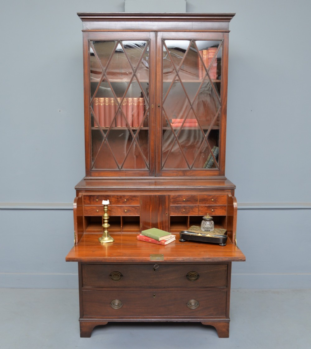Quality George III Mahogany Bookcase Secretaire Desk View II