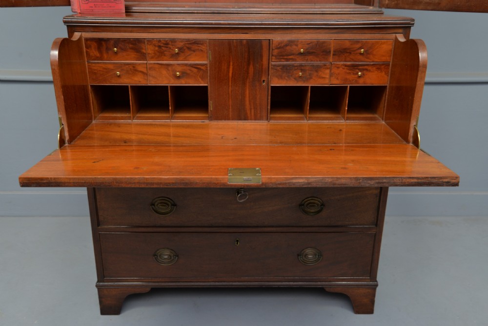 Quality George III Mahogany Bookcase Secretaire Desk View VIII