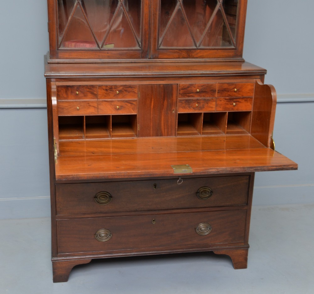 Quality George III Mahogany Bookcase Secretaire Desk View IX