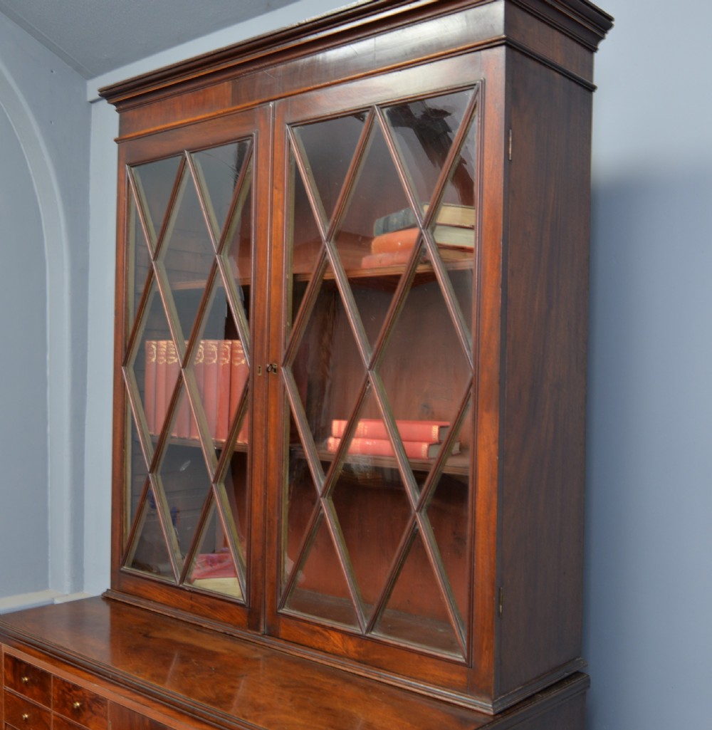 Quality George III Mahogany Bookcase Secretaire Desk View XIII
