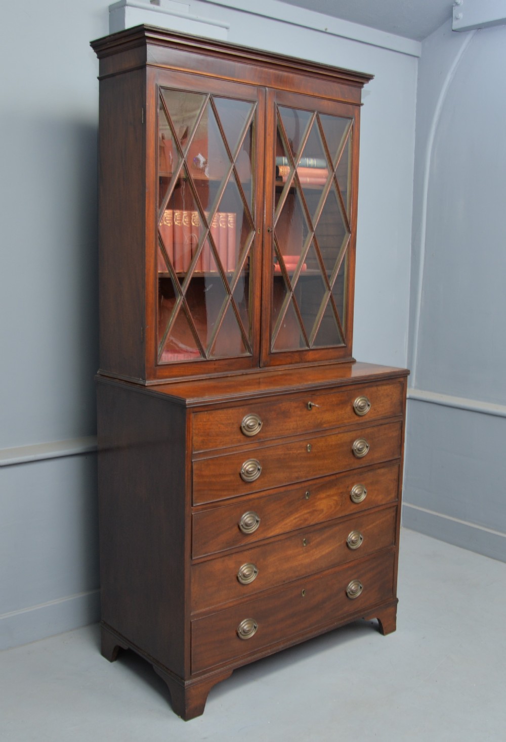 Quality George III Mahogany Bookcase Secretaire Desk View XVII