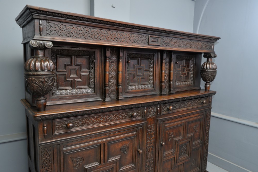 Imposing Profusely Carved Oak Court Cupboard View VI