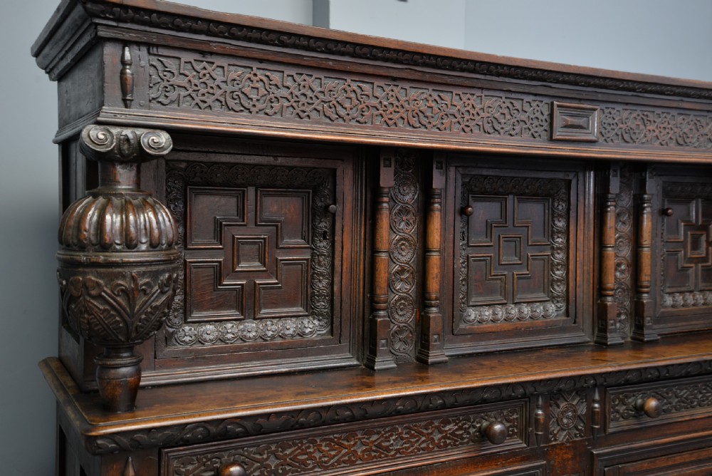 Imposing Profusely Carved Oak Court Cupboard View VII