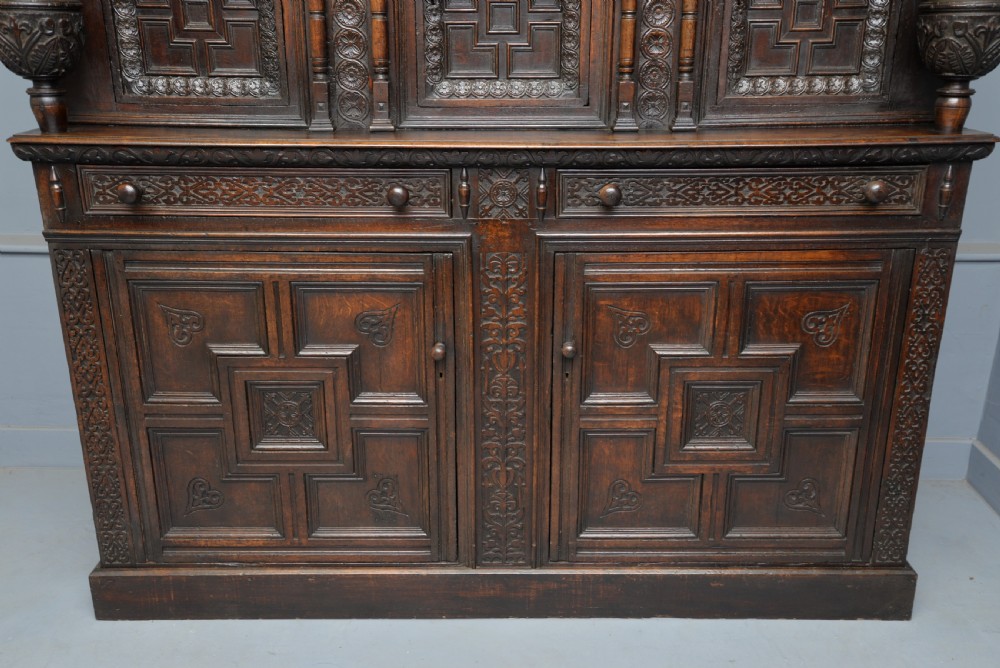 Imposing Profusely Carved Oak Court Cupboard View IX