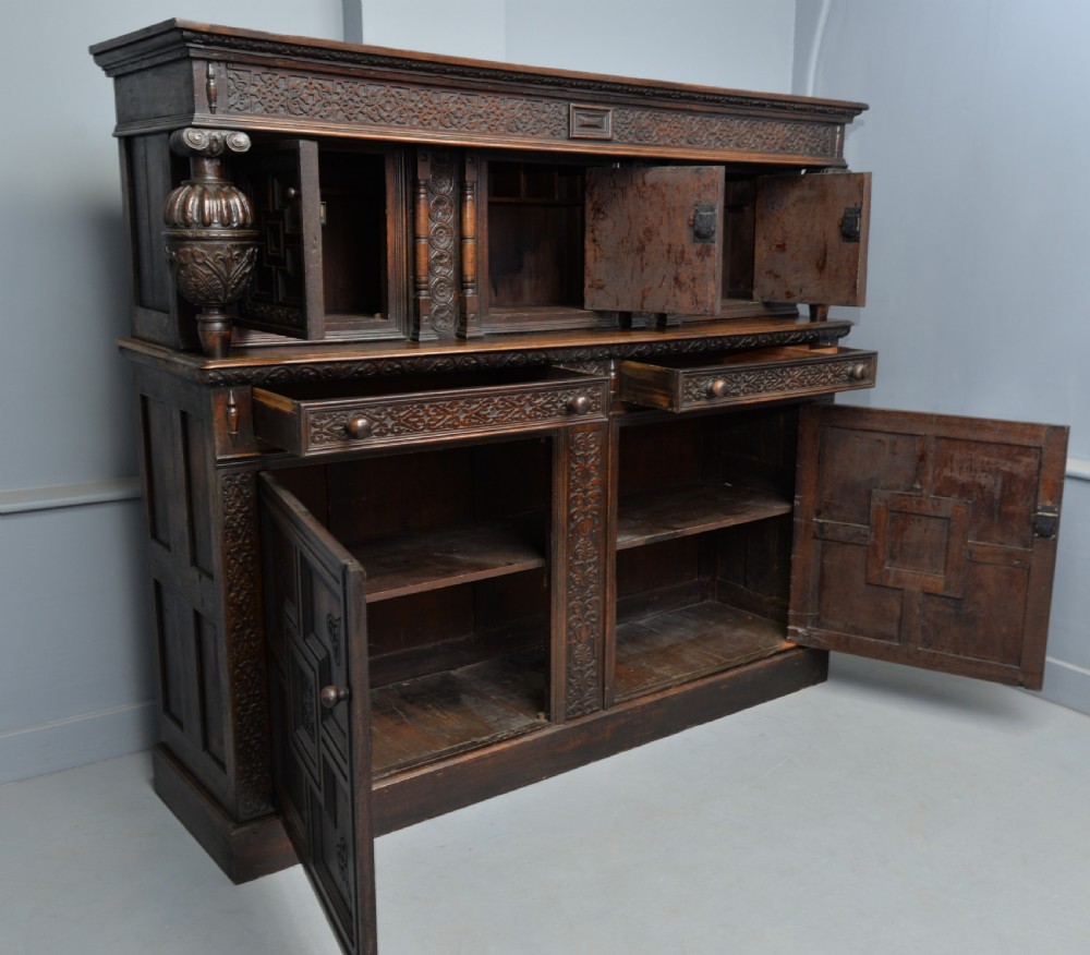 Imposing Profusely Carved Oak Court Cupboard View XI