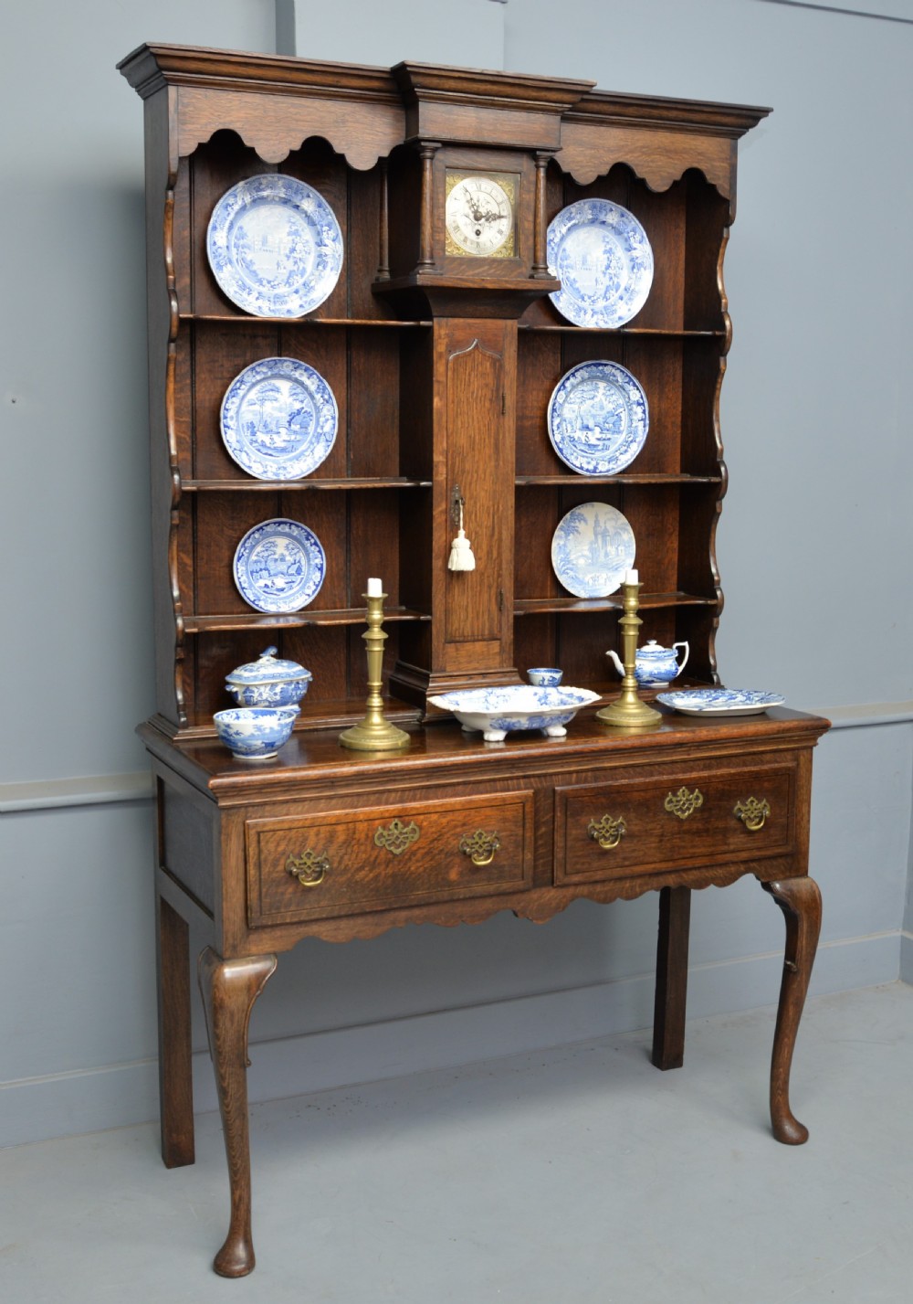 Delightful & Rare Victorian Oak Clock Dresser