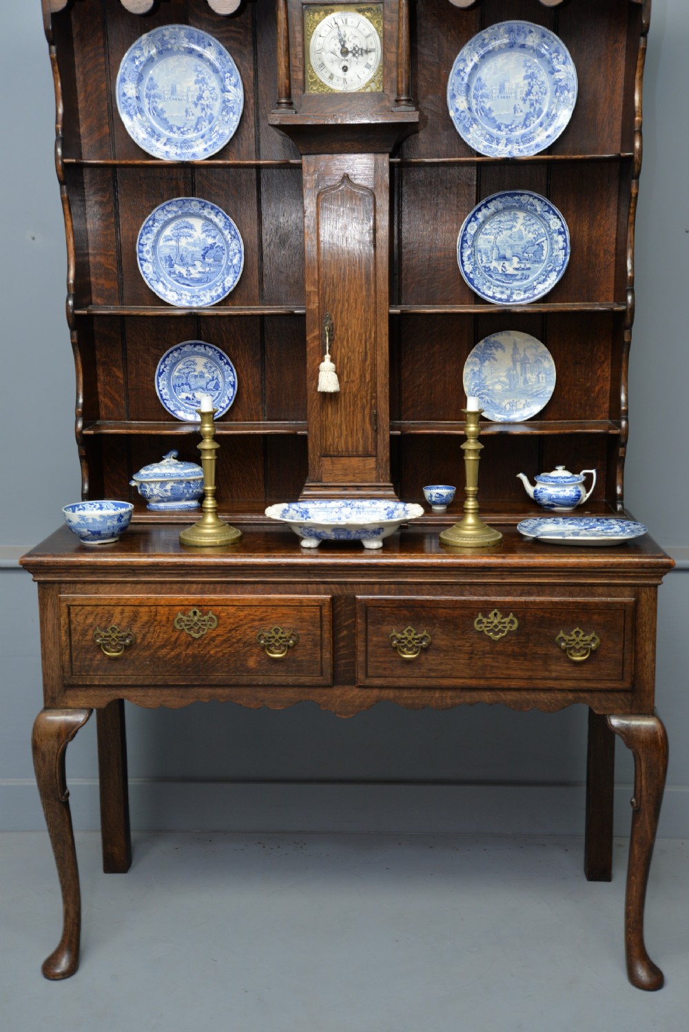 Delightful & Rare Victorian Oak Clock Dresser View III