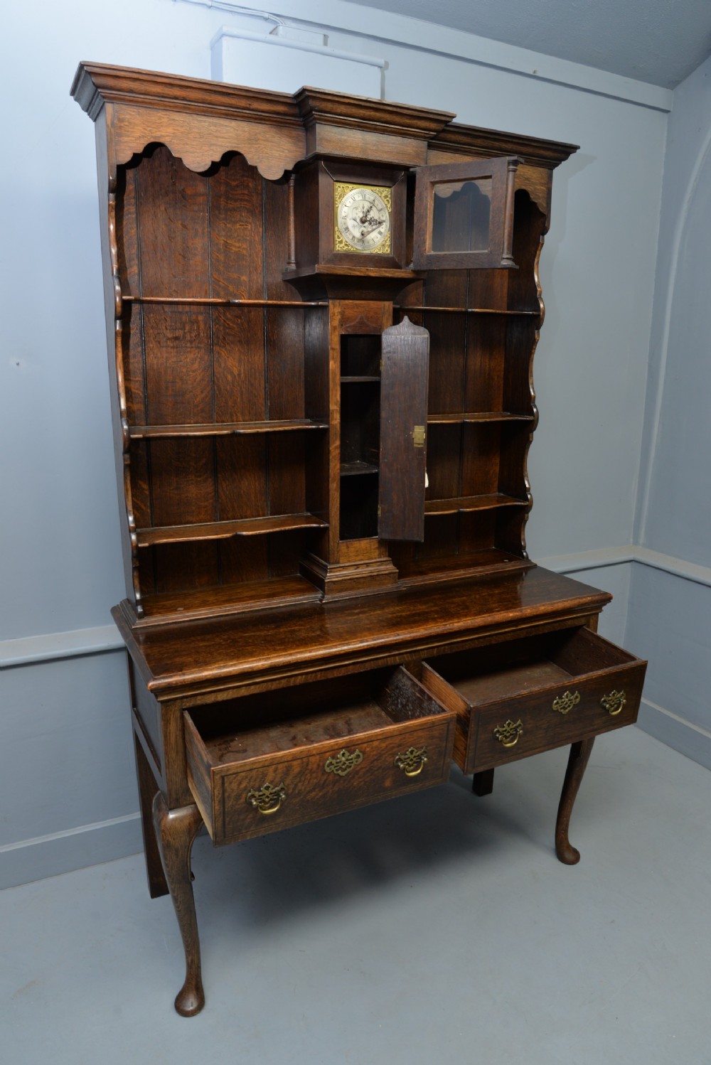 Delightful & Rare Victorian Oak Clock Dresser View XII