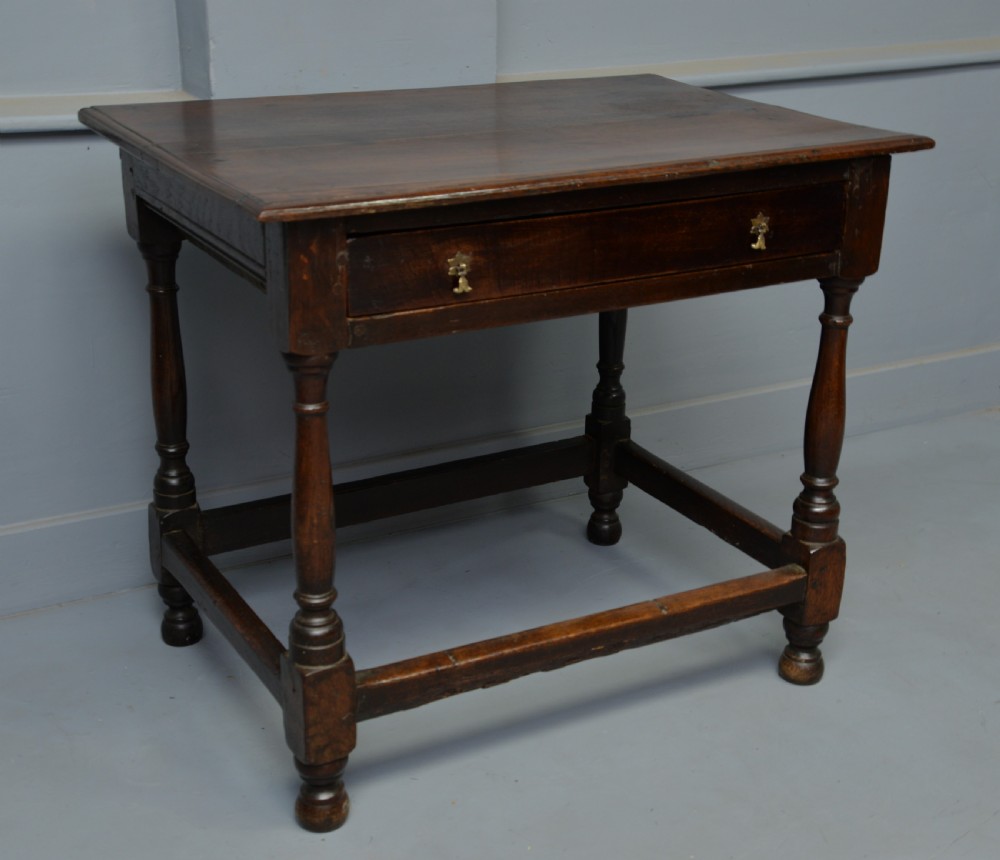 Charming 17th Century Oak Side Table View X
