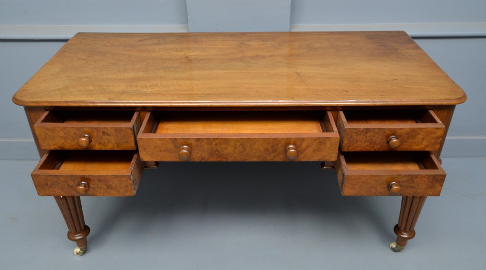 Handsome Victorian Burr-Walnut Writing Table  View IV