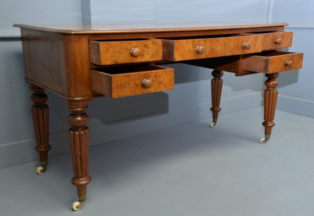 Handsome Victorian Burr-Walnut Writing Table  View V