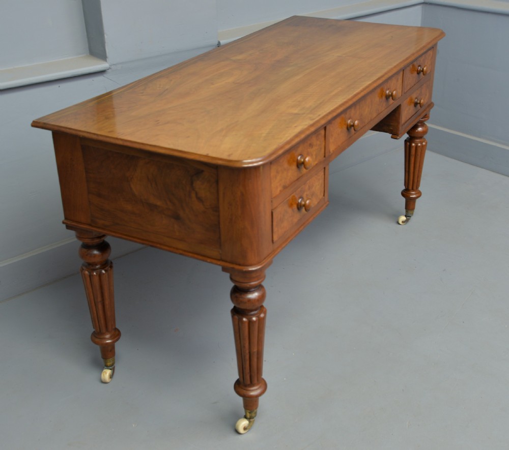 Handsome Victorian Burr-Walnut Writing Table  View VI