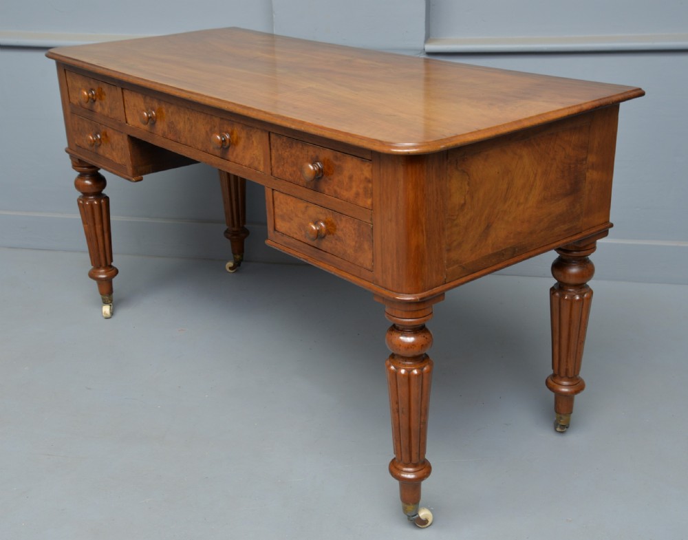 Handsome Victorian Burr-Walnut Writing Table  View VII