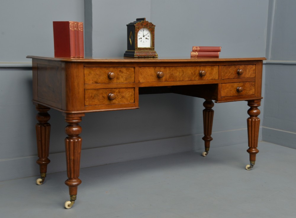 Handsome Victorian Burr-Walnut Writing Table  View VIII