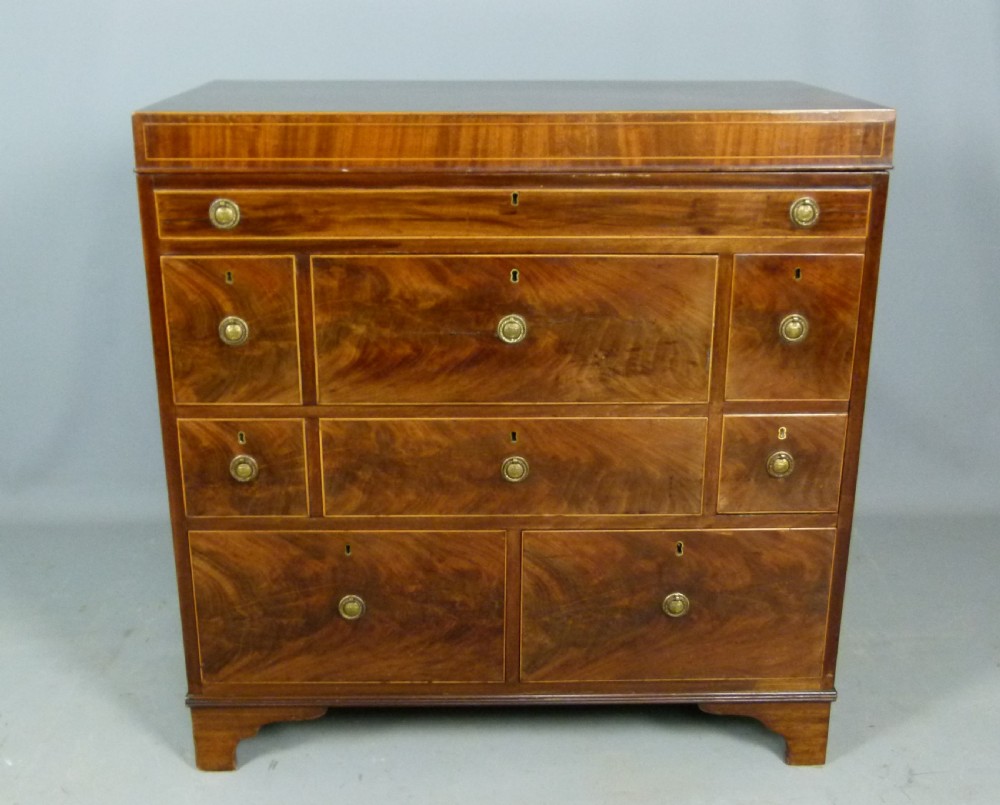 Sheraton Period Gentleman`s Mahogany Dressing Chest Of Drawers View II