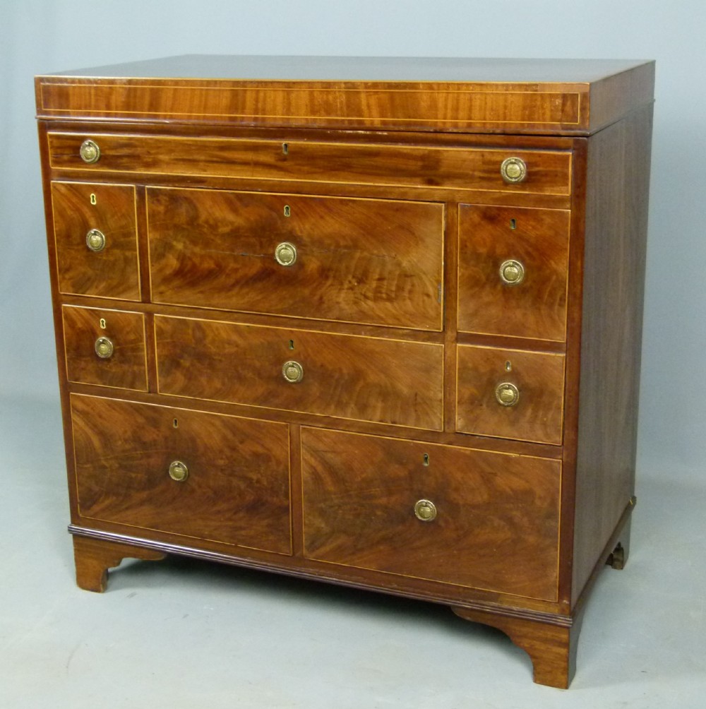 Sheraton Period Gentleman`s Mahogany Dressing Chest Of Drawers View V