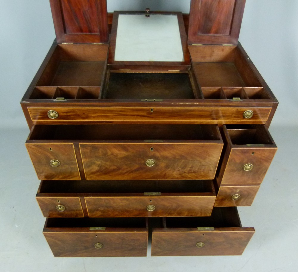 Sheraton Period Gentleman`s Mahogany Dressing Chest Of Drawers View IX