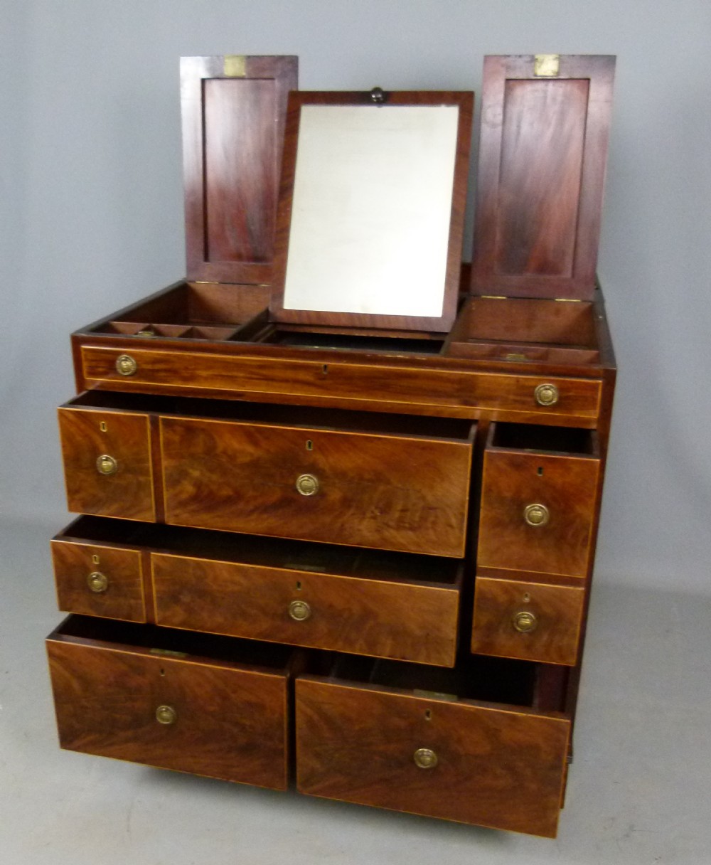 Sheraton Period Gentleman`s Mahogany Dressing Chest Of Drawers View X