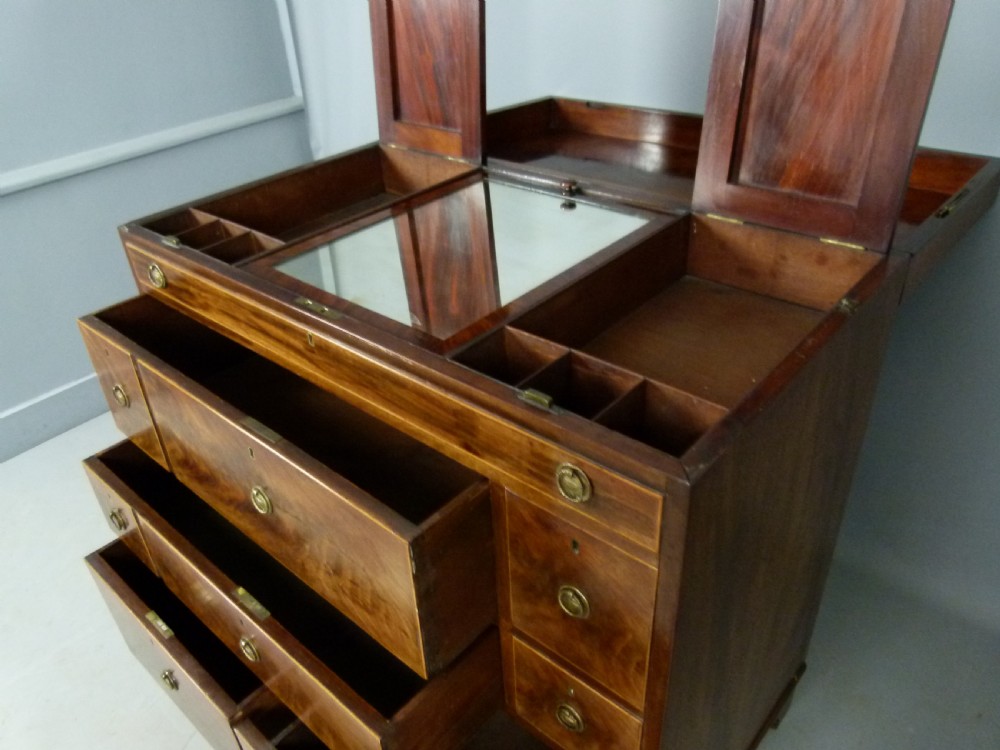 Sheraton Period Gentleman`s Mahogany Dressing Chest Of Drawers View XI