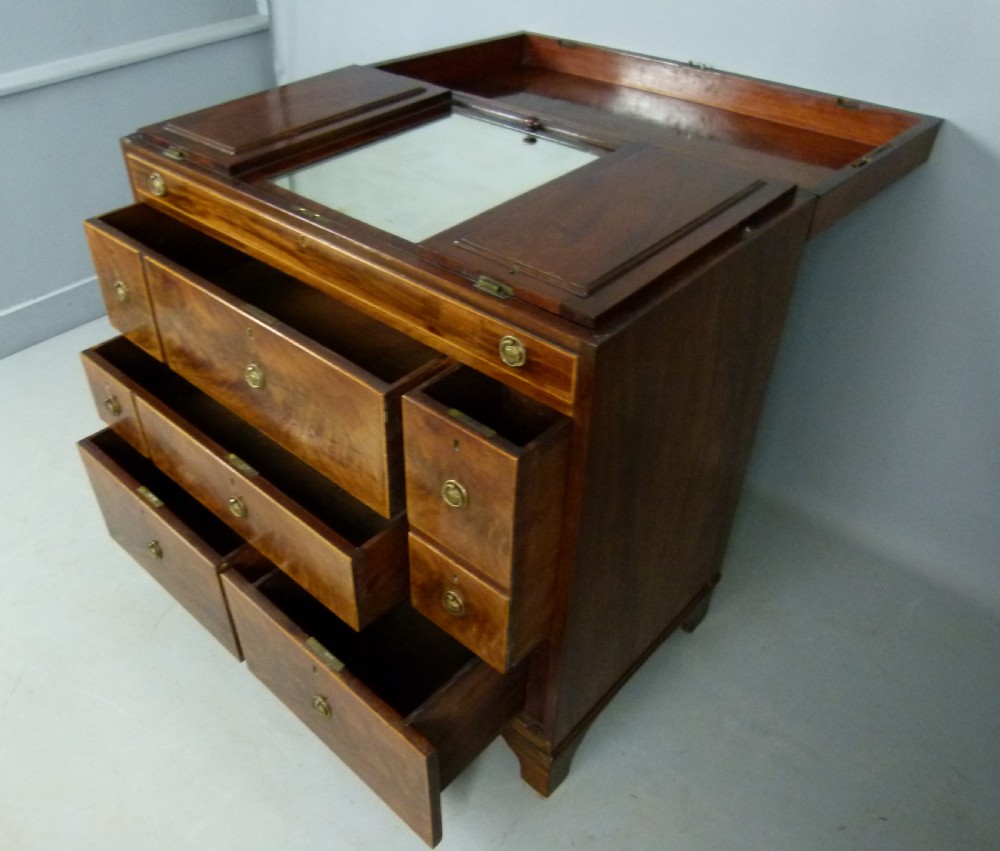 Sheraton Period Gentleman`s Mahogany Dressing Chest Of Drawers View XII