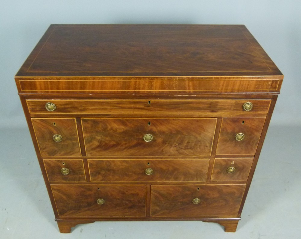 Sheraton Period Gentleman`s Mahogany Dressing Chest Of Drawers View XIII