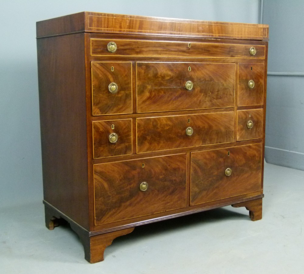 Sheraton Period Gentleman`s Mahogany Dressing Chest Of Drawers View XIV