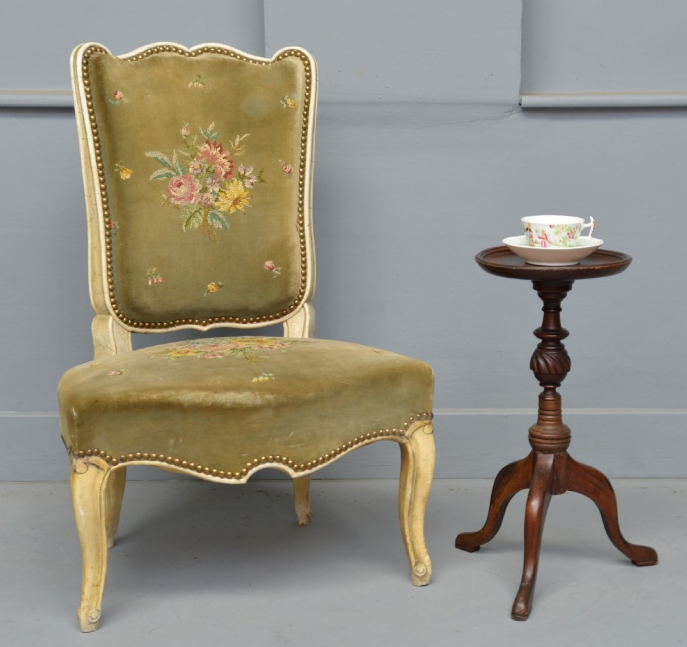 Pretty French Painted Needlepoint Bedroom Chair