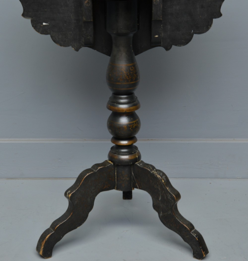 Delightful French Ebonised Tilt-Top Table Original Oil Painting View VI