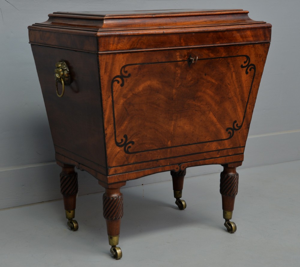 Regency Mahogany & Ebony Sarcophagus Wine Cellarette