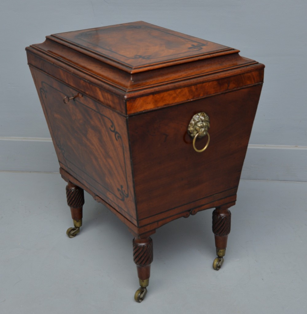 Regency Mahogany & Ebony Sarcophagus Wine Cellarette View VIII