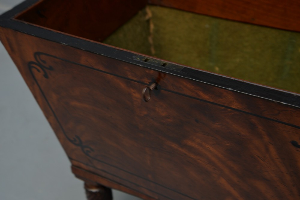 Regency Mahogany & Ebony Sarcophagus Wine Cellarette View X
