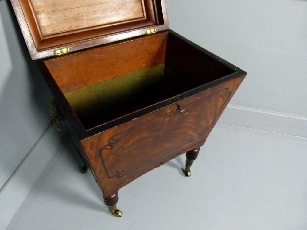 Regency Mahogany & Ebony Sarcophagus Wine Cellarette View XII