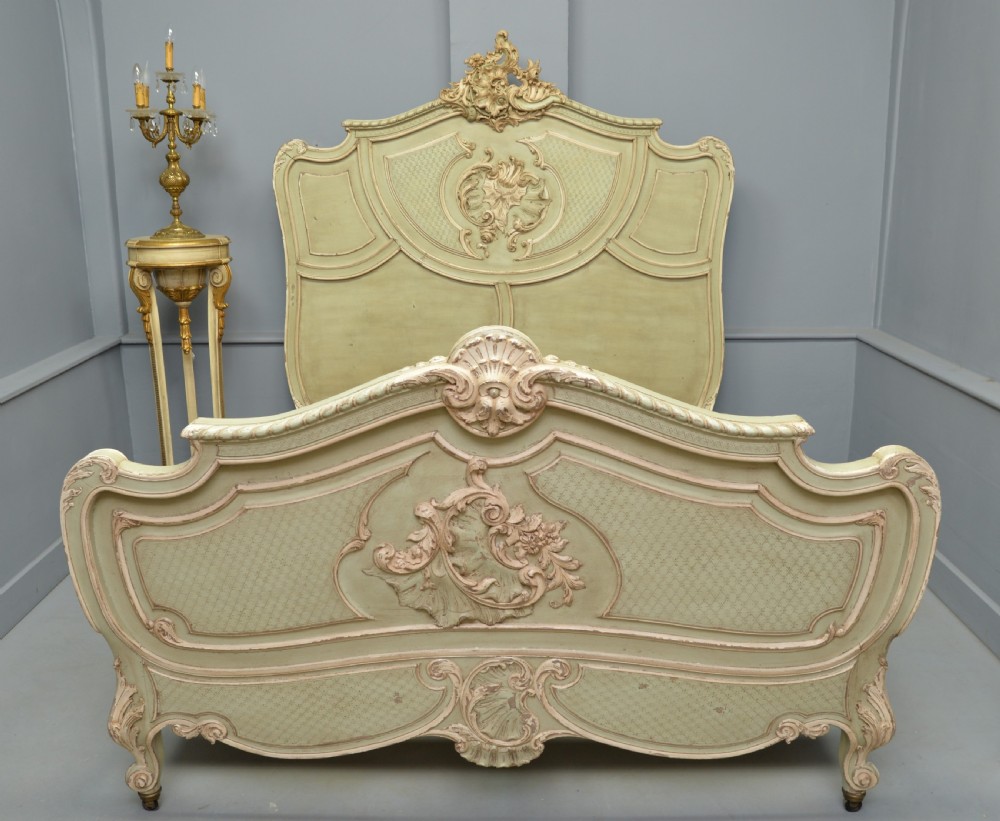 Fine Louis XV Rococo French Painted King-Size Bed