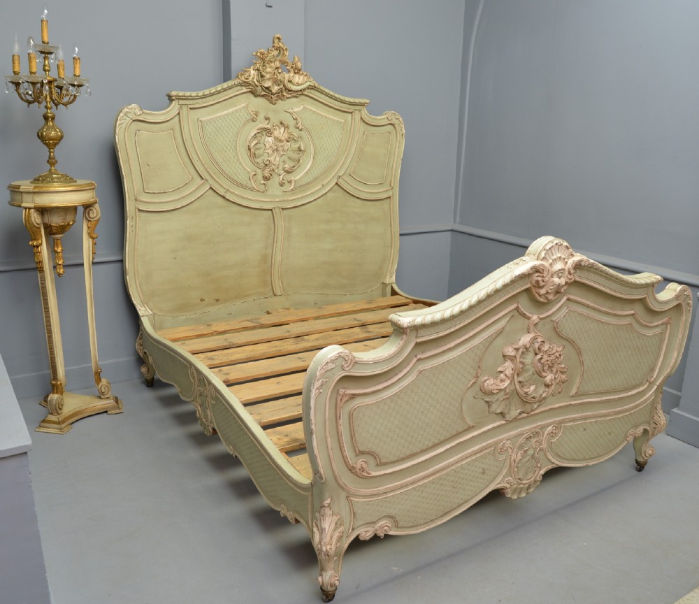 Fine Louis XV Rococo French Painted King-Size Bed View II