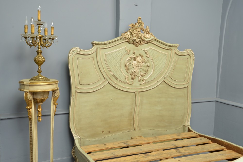 Fine Louis XV Rococo French Painted King-Size Bed View IV