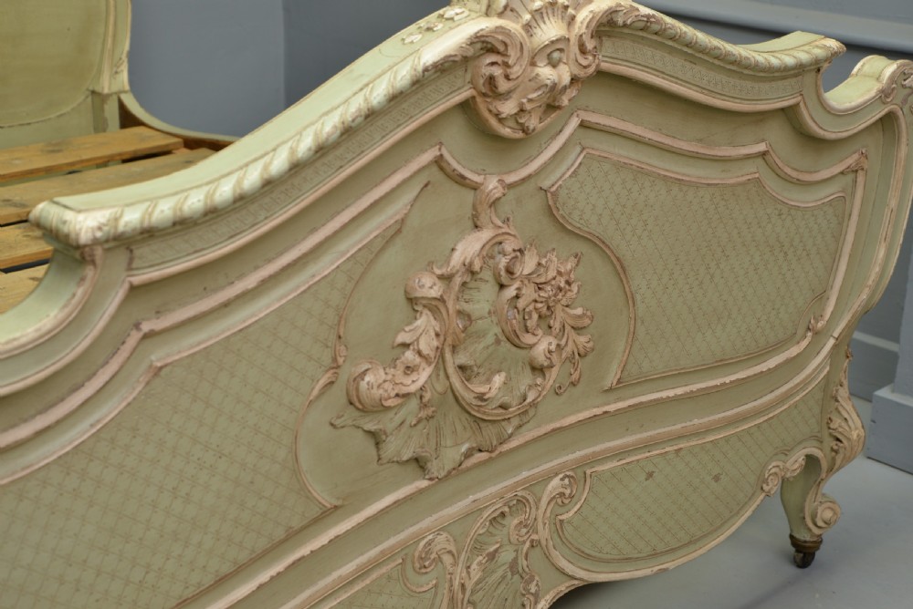 Fine Louis XV Rococo French Painted King-Size Bed View VII