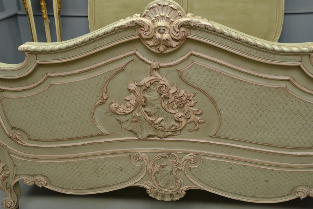 Fine Louis XV Rococo French Painted King-Size Bed View VIII