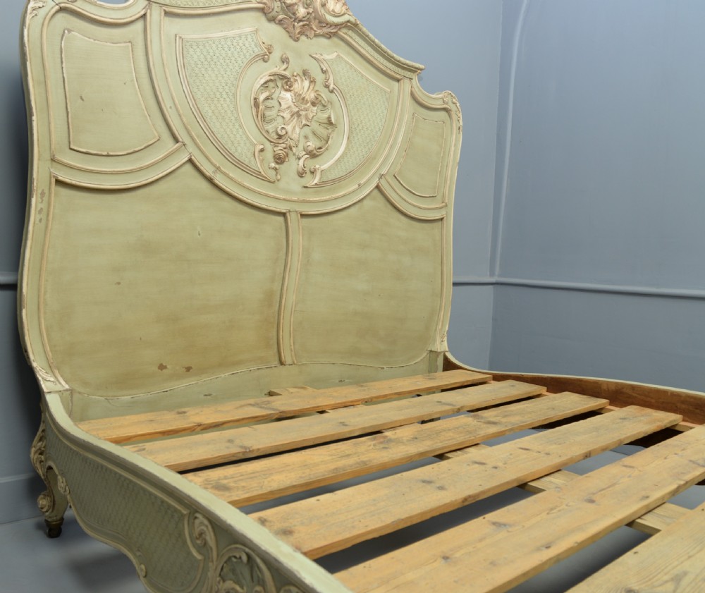 Fine Louis XV Rococo French Painted King-Size Bed View XI