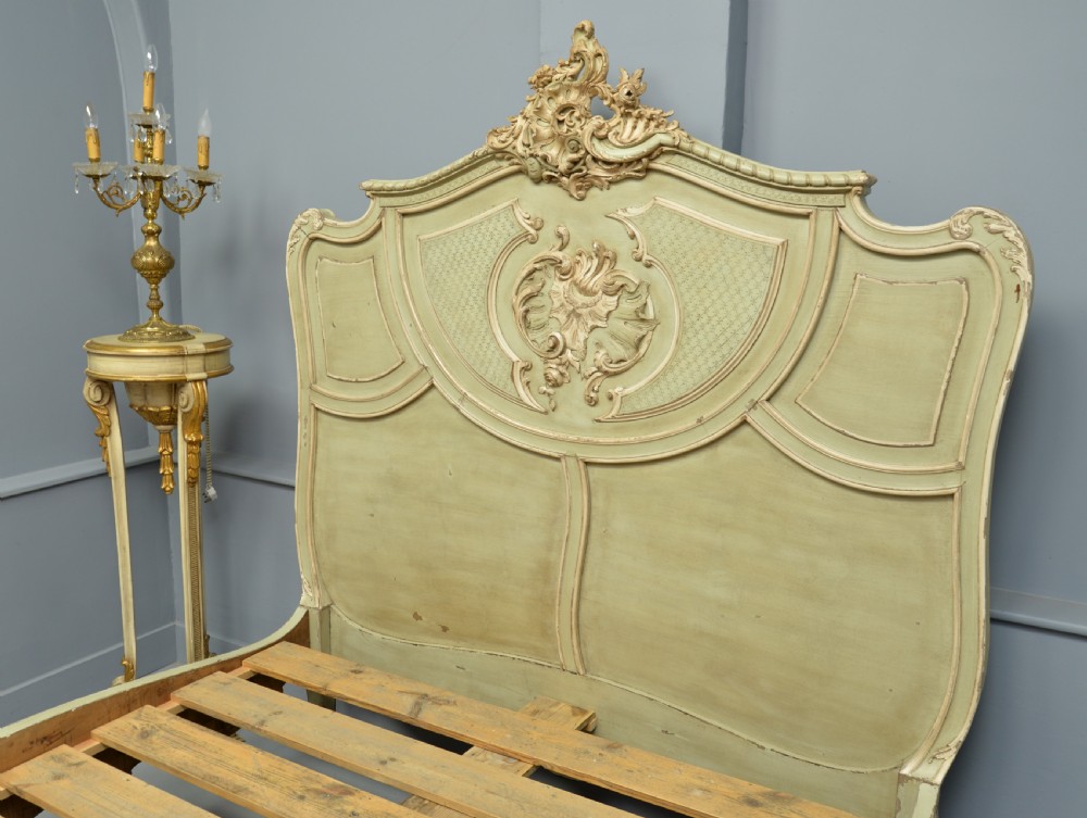 Fine Louis XV Rococo French Painted King-Size Bed View XII