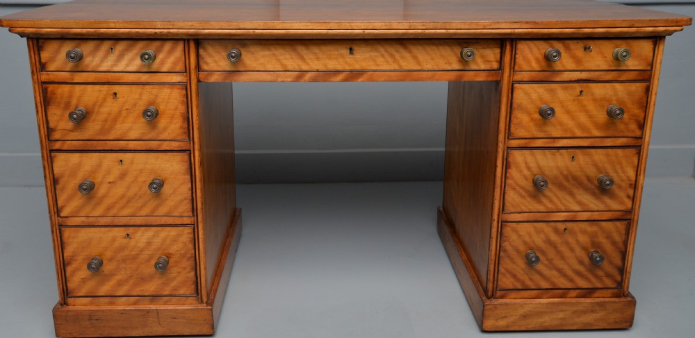 Victorian Satinwood Pedestal Desk View II