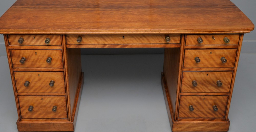 Victorian Satinwood Pedestal Desk View III